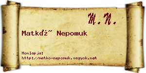 Matkó Nepomuk névjegykártya